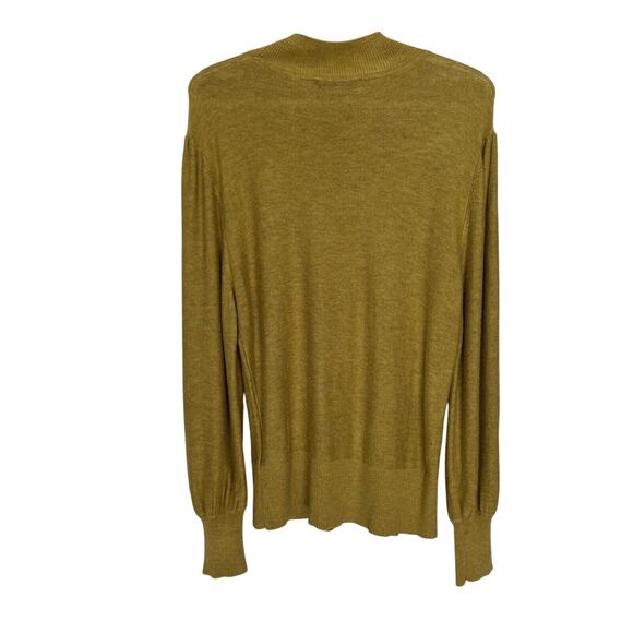 Rachel Zoe | Mustard Yellow Cashmere Blend Mock neck Sweater Ballon Sleeve XL - Picture 5 of 6